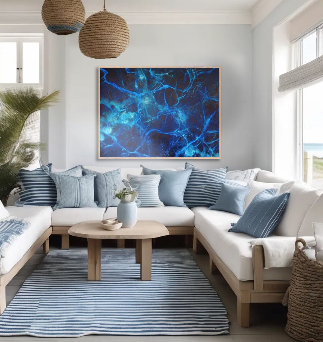 Connecting the Blue - Framed Print on Paper