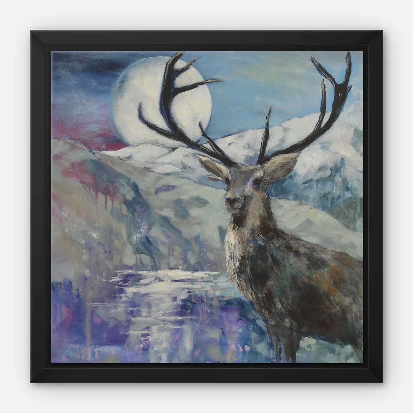 Renewal – Stag & Snow Moon - Fine Art Canvas Print