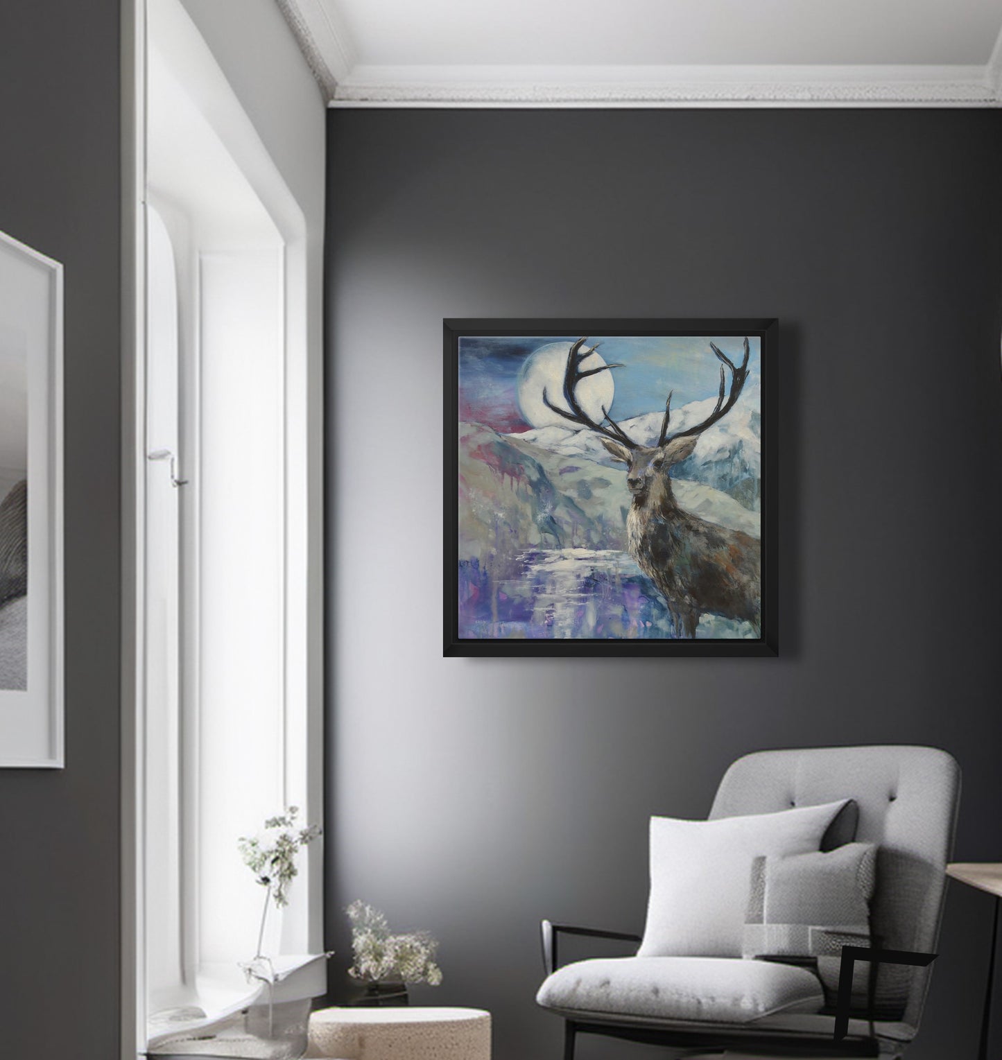 Renewal – Stag & Snow Moon - Fine Art Canvas Print