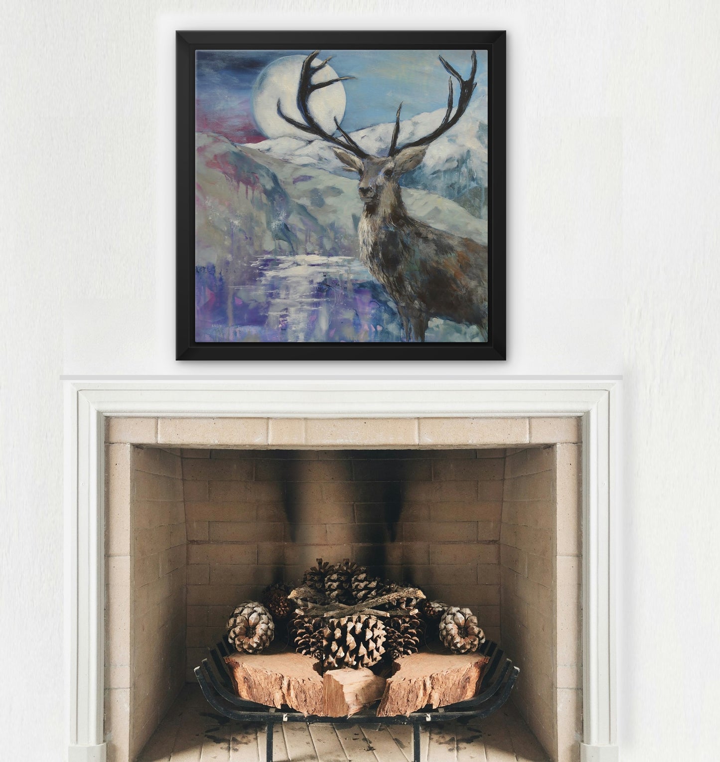 Renewal – Stag & Snow Moon - Fine Art Canvas Print