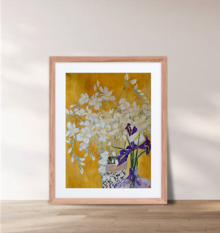 Breath of Spring Freesias & Irises Framed & Mounted Fine Art Print