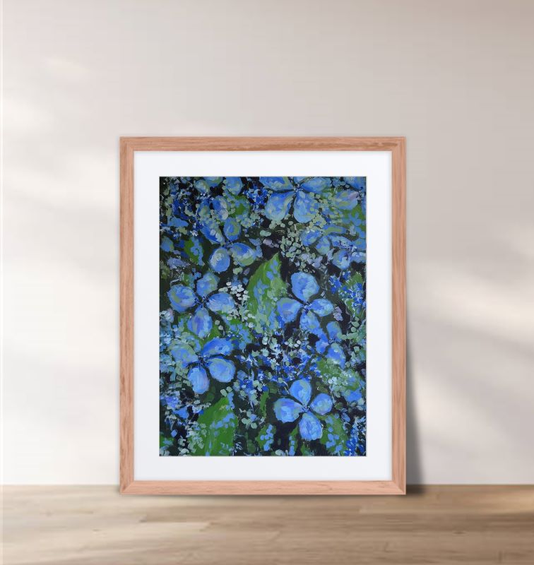Endless Summer Blues Hydrangeas Framed & Mounted Fine Art Print