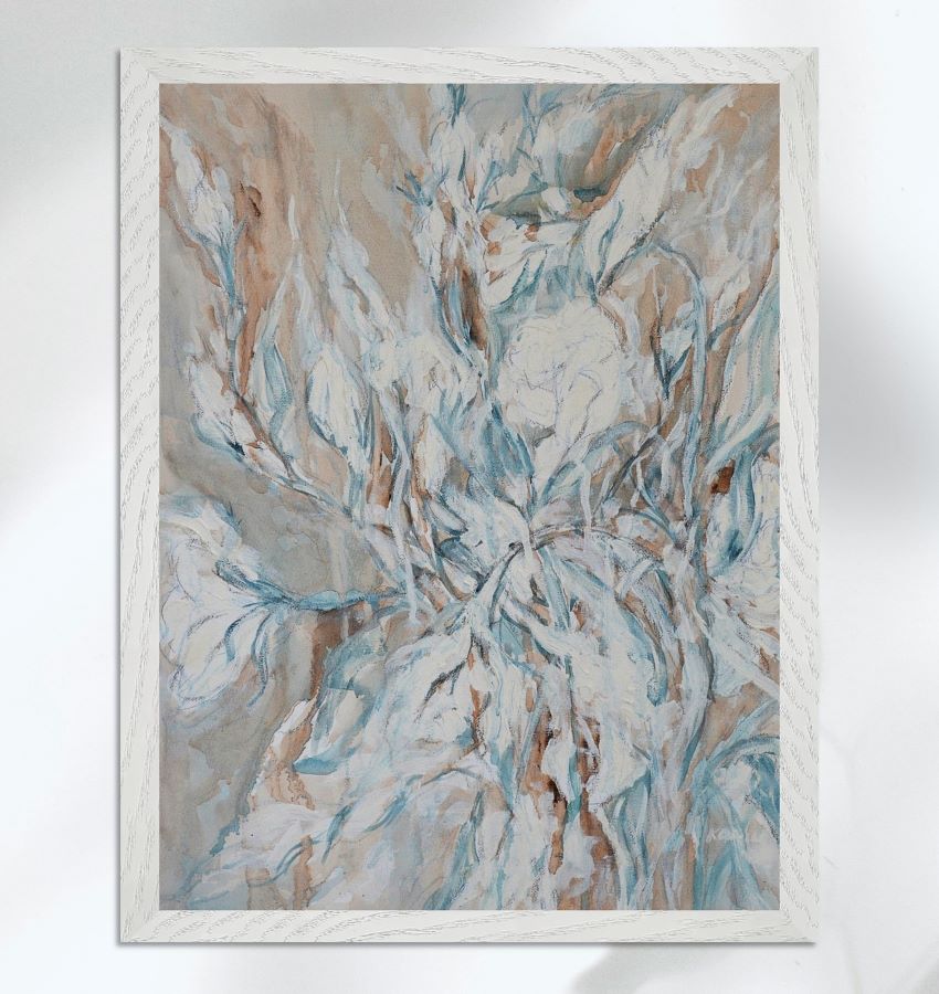 Whimsical White Florals - Framed Print on Paper