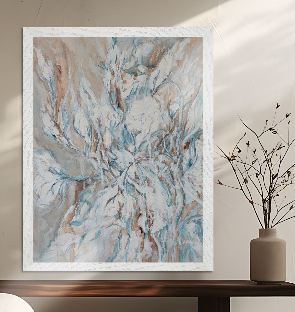 Whimsical White Florals - Framed Print on Paper