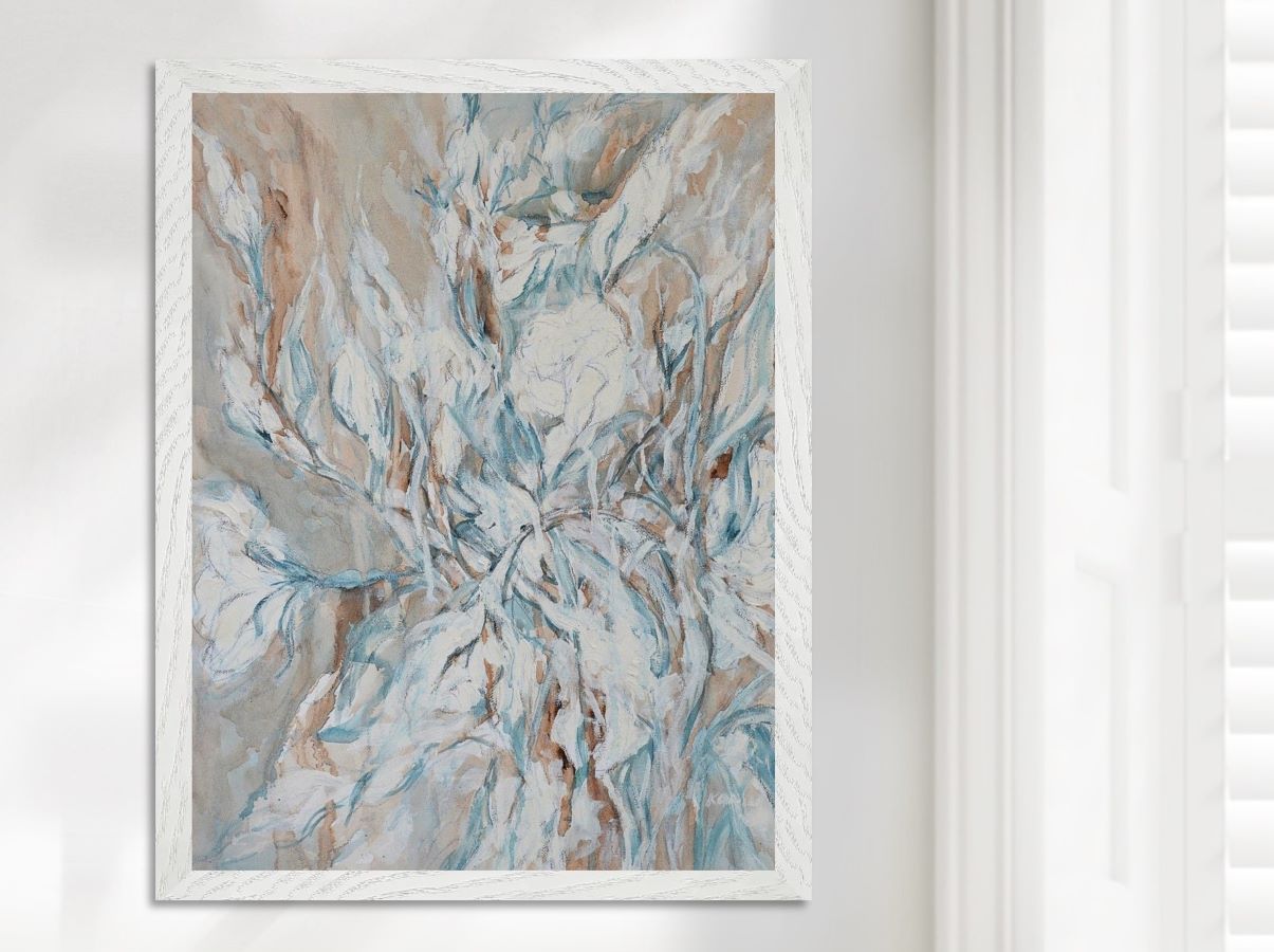Whimsical White Florals - Framed Print on Paper