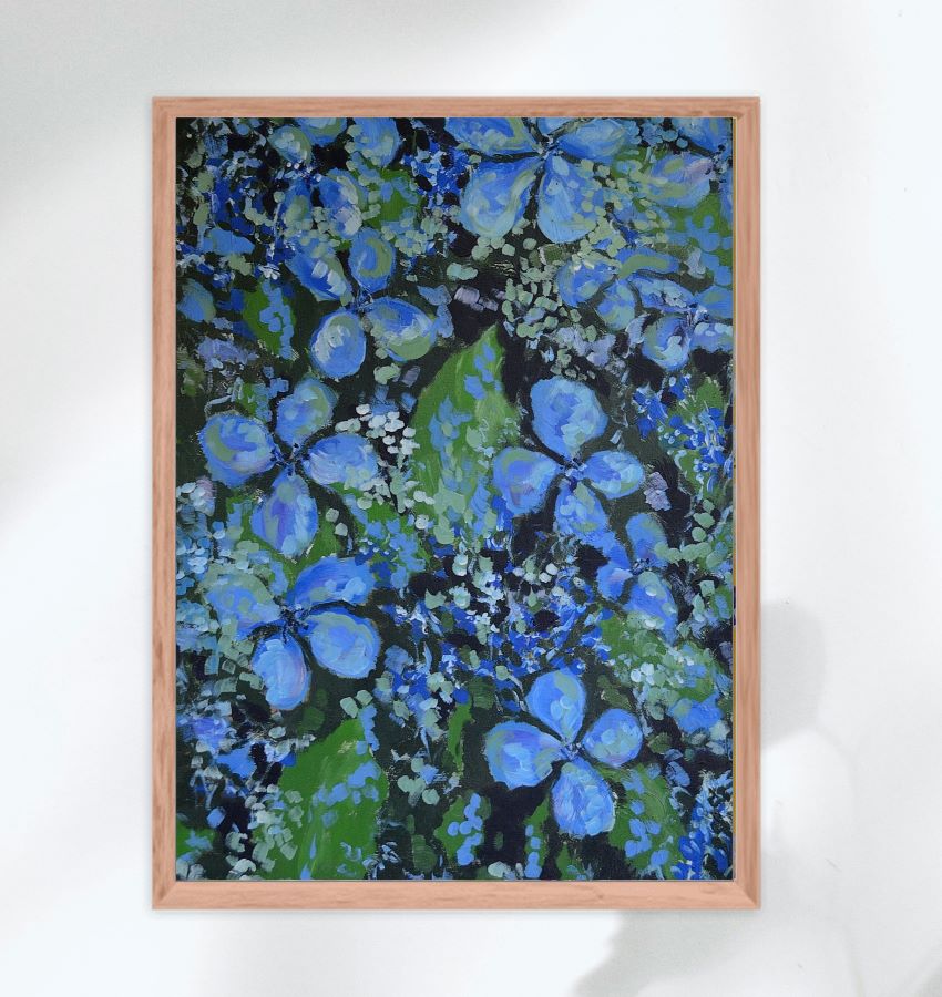 Endless Summer Blues Hydrangeas Framed Matte Art Print on Paper
