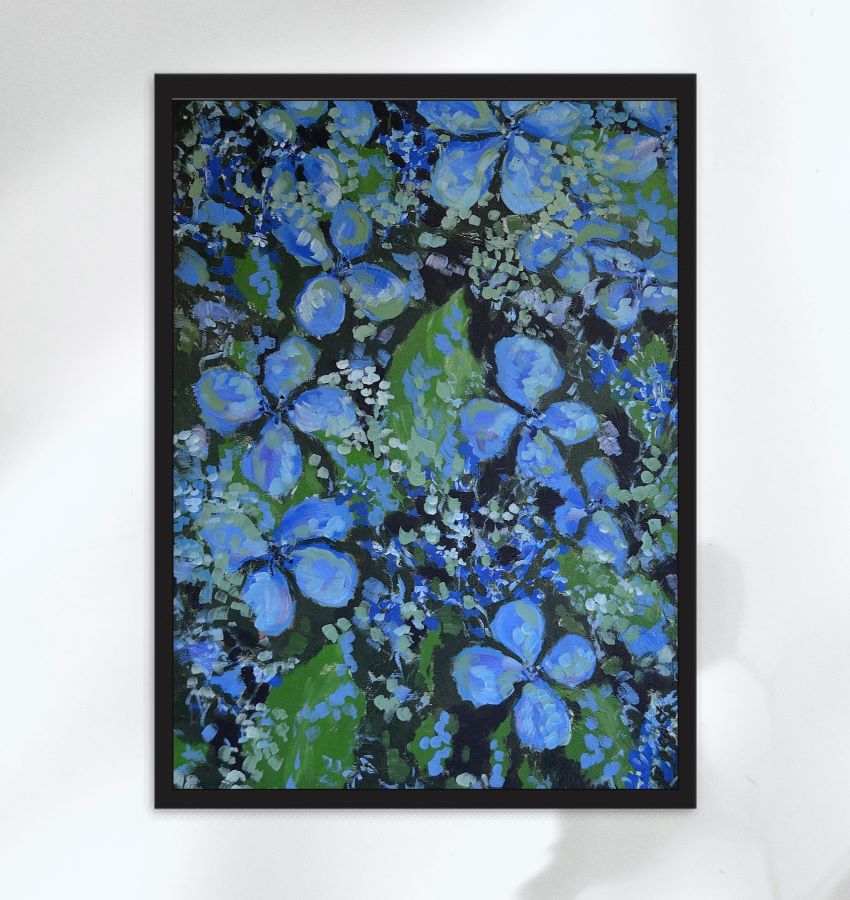 Endless Summer Blues Hydrangeas Framed Matte Art Print on Paper