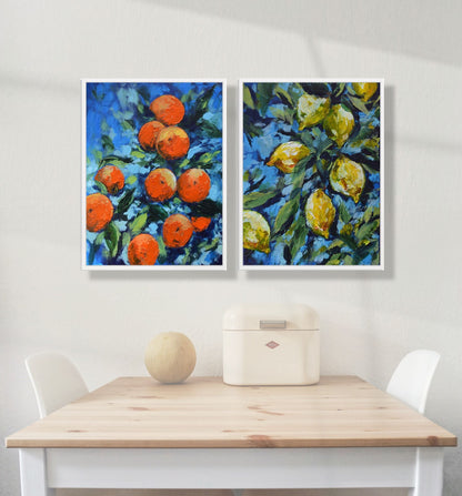 Orange Harvest under Blue Skies – Framed Canvas Print