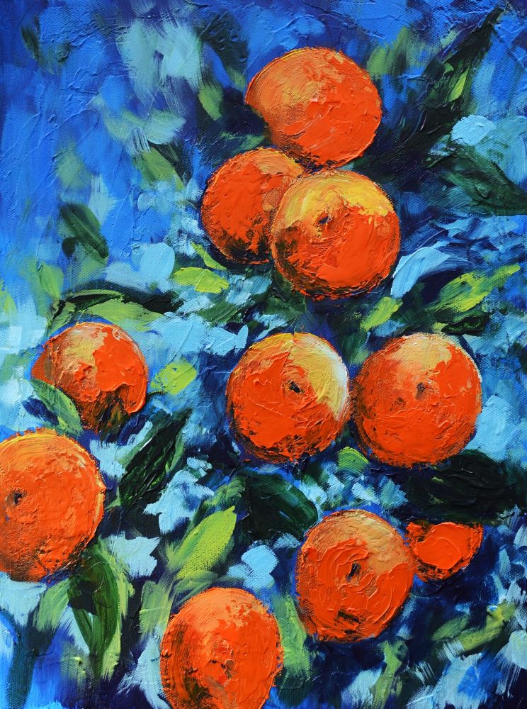 Orange Harvest under Blue Skies – Framed Canvas Print