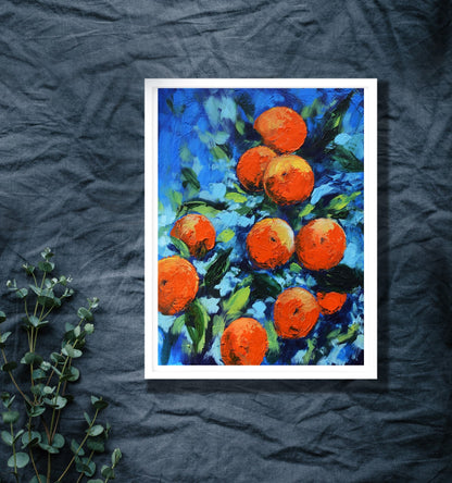 Orange Harvest under Blue Skies – Framed Canvas Print