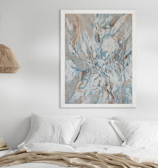 Whimsical White Florals - Framed Print on Paper