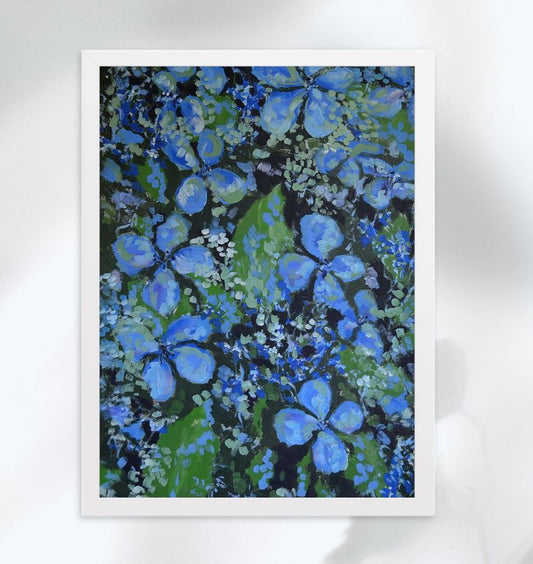 Endless Summer Blues Hydrangeas Framed Matte Art Print on Paper
