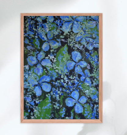 Endless Summer Blues Hydrangeas Framed Matte Art Print on Paper