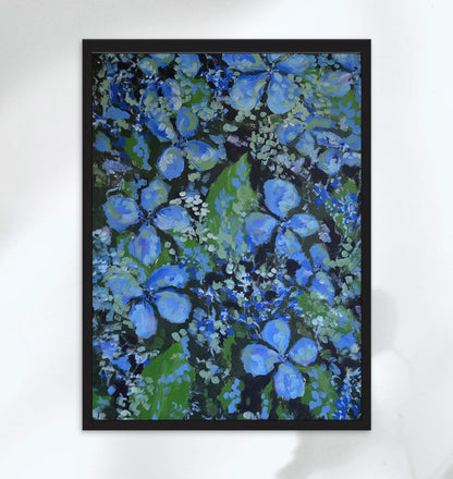 Endless Summer Blues Hydrangeas Framed Matte Art Print on Paper